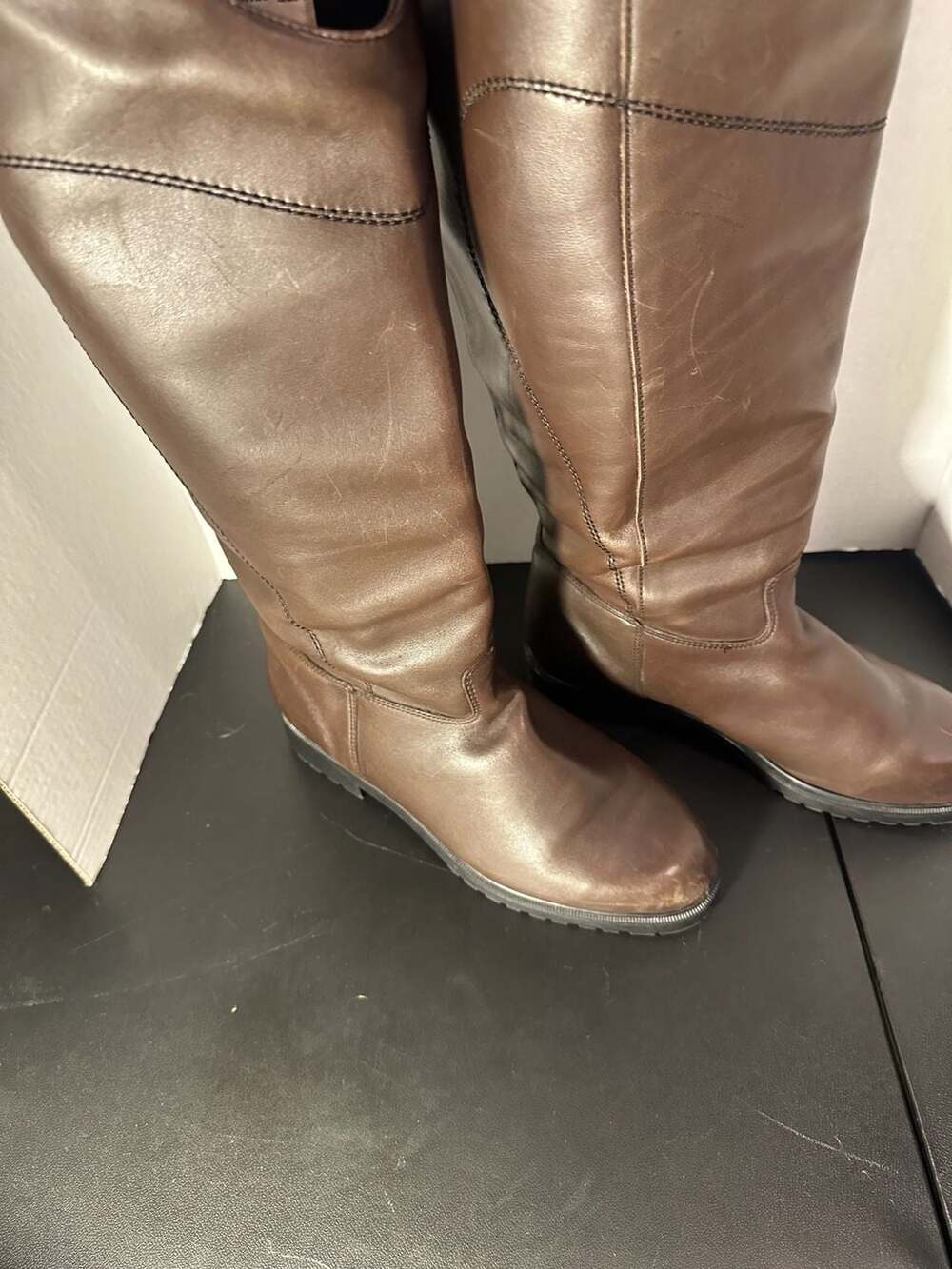 Blondo Women's Brown Leather Knee-High Riding Boots Size 9 2E Wide Calf